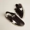 Super-Star para mujer en piel negra con estrella y lengüeta en el talón en piel blanca Super-Star para mujer en piel negra con estrella y lengüeta en el talón en piel blanca