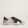 Super-Star para mujer en piel plateada con inserciones en contraste Super-Star para mujer en piel plateada con inserciones en contraste