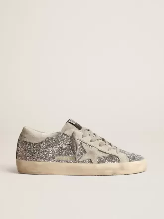 Super-Star para mujer en plata brillante con estrella de ante gris hielo Super-Star para mujer en plata brillante con estrella de ante gris hielo