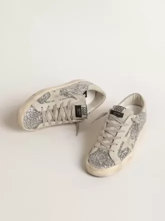 Super-Star para mujer en plata brillante con estrella de ante gris hielo Super-Star para mujer en plata brillante con estrella de ante gris hielo
