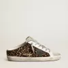 Super-Star Sabot para mujer en piel de potro con estampado de leopardo y estrella negra Super-Star Sabot para mujer en piel de potro con estampado de leopardo y estrella negra