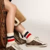 Super-Star Sabot para mujer en piel de potro con estampado de leopardo y estrella negra Super-Star Sabot para mujer en piel de potro con estampado de leopardo y estrella negra