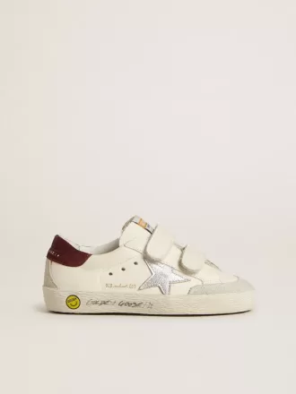 Teen Old School con estrella de cuero metalizado plateado y lengüeta del talón de ante morado Teen Old School con estrella de cuero metalizado plateado y lengüeta del talón de ante morado