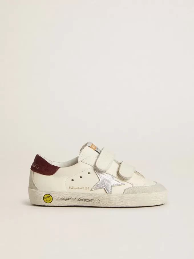 Teen Old School con estrella de cuero metalizado plateado y lengüeta del talón de ante morado
