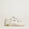 Teen Old School en piel blanca con detalles dorados Teen Old School en piel blanca con detalles dorados