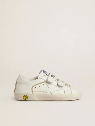 Teen Old School en piel blanca con detalles dorados Teen Old School en piel blanca con detalles dorados