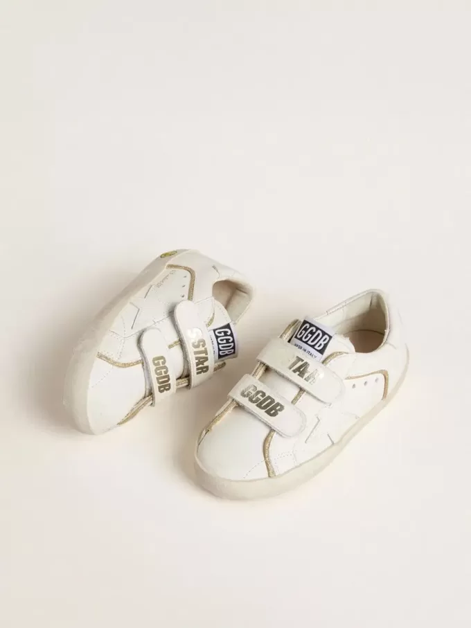 Teen Old School en piel blanca con detalles dorados Teen Old School en piel blanca con detalles dorados