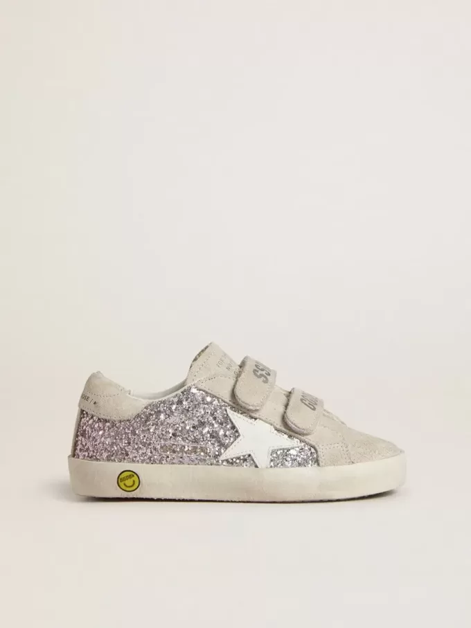 Teen Old School en plata y rosa brillante con estrella de cuero blanco. Teen Old School en plata y rosa brillante con estrella de cuero blanco.