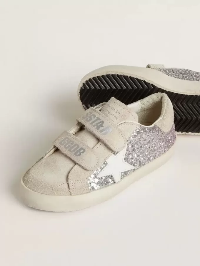 Teen Old School en plata y rosa brillante con estrella de cuero blanco. Teen Old School en plata y rosa brillante con estrella de cuero blanco.