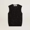 Top de malla negra con lentejuelas y detalles en contraste Top de malla negra con lentejuelas y detalles en contraste