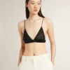 Top negro de croché con cristales para mujer Top negro de croché con cristales para mujer