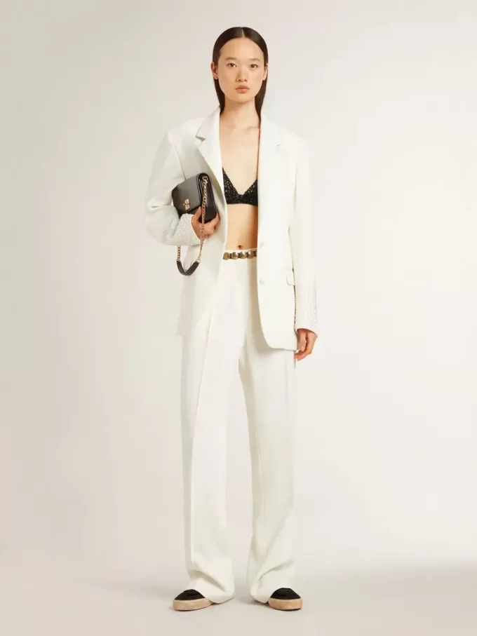 Top negro de croché con cristales para mujer Top negro de croché con cristales para mujer