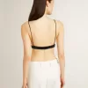 Top negro de croché con cristales para mujer Top negro de croché con cristales para mujer