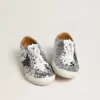 True-Star para mujer con lentejuelas plateadas, estrella negra y lengüeta de cuero plateado en el talón True-Star para mujer con lentejuelas plateadas, estrella negra y lengüeta de cuero plateado en el talón