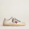 V-Star con estrella rosa brillante y lengüeta del talón en piel metalizada V-Star con estrella rosa brillante y lengüeta del talón en piel metalizada