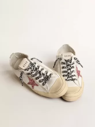 V-Star con estrella rosa brillante y lengüeta del talón en piel metalizada