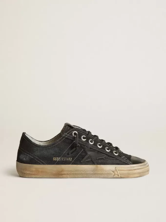 V-Star en denim azul medianoche con estrella y puntera de cuero negro