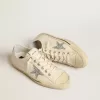 V-Star en lona beige con estrella plateada brillante