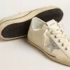 V-Star en lona beige con estrella plateada brillante