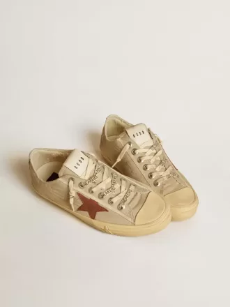 V-Star en nailon color cuarzo con estrella de nubuck rojo ladrillo