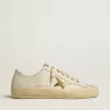 V-Star en piel blanca con estrella de piel metalizada dorada V-Star en piel blanca con estrella de piel metalizada dorada