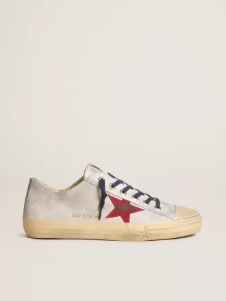 V-Star LTD para hombre en ante metalizado plateado con estrella de ante rojo