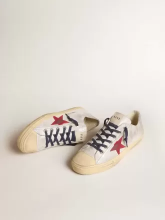 V-Star LTD para hombre en ante metalizado plateado con estrella de ante rojo