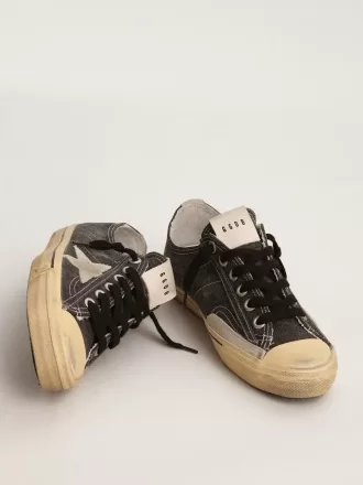 V-Star LTD para hombre en lona negra con estrella y talón en gris hielo
