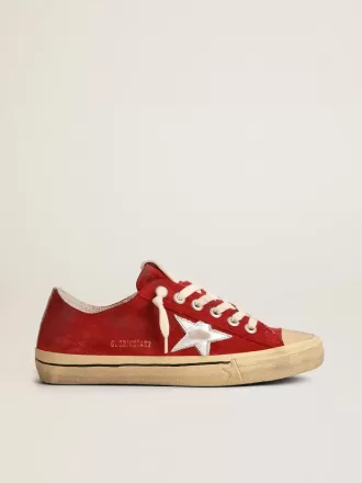 V-Star LTD para hombre en ante rojo oscuro con estrella plateada y lengüeta en el talón