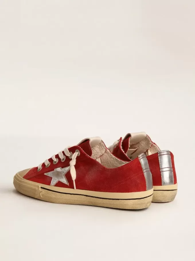 V-Star LTD para mujer en ante rojo oscuro con estrella plateada V-Star LTD para mujer en ante rojo oscuro con estrella plateada