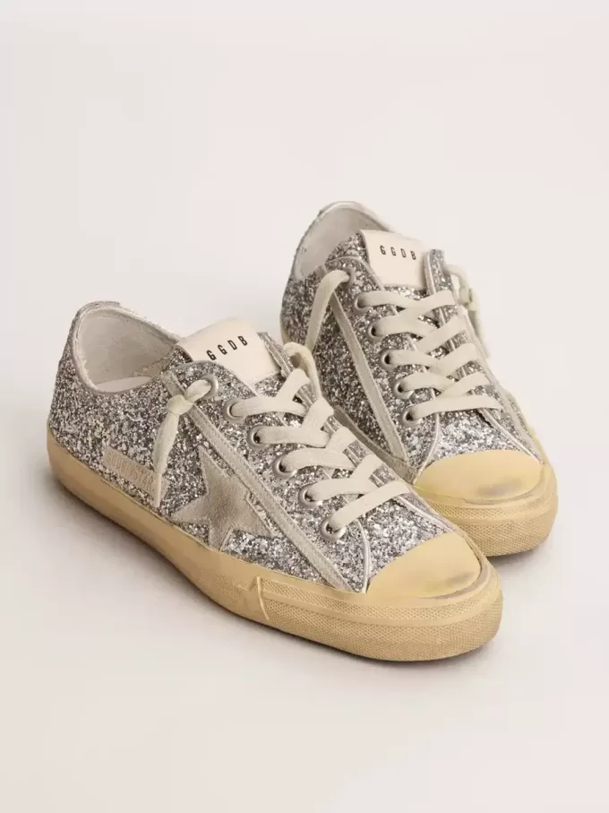 V-Star LTD para mujer en plata brillante con estrella de ante gris hielo