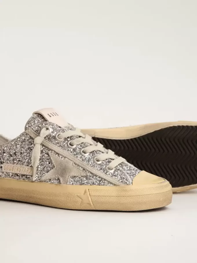 V-Star LTD para mujer en plata brillante con estrella de ante gris hielo