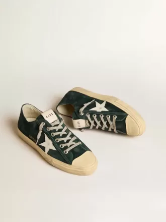 V-Star para hombre en ante verde bosque con estrella de cuero blanco