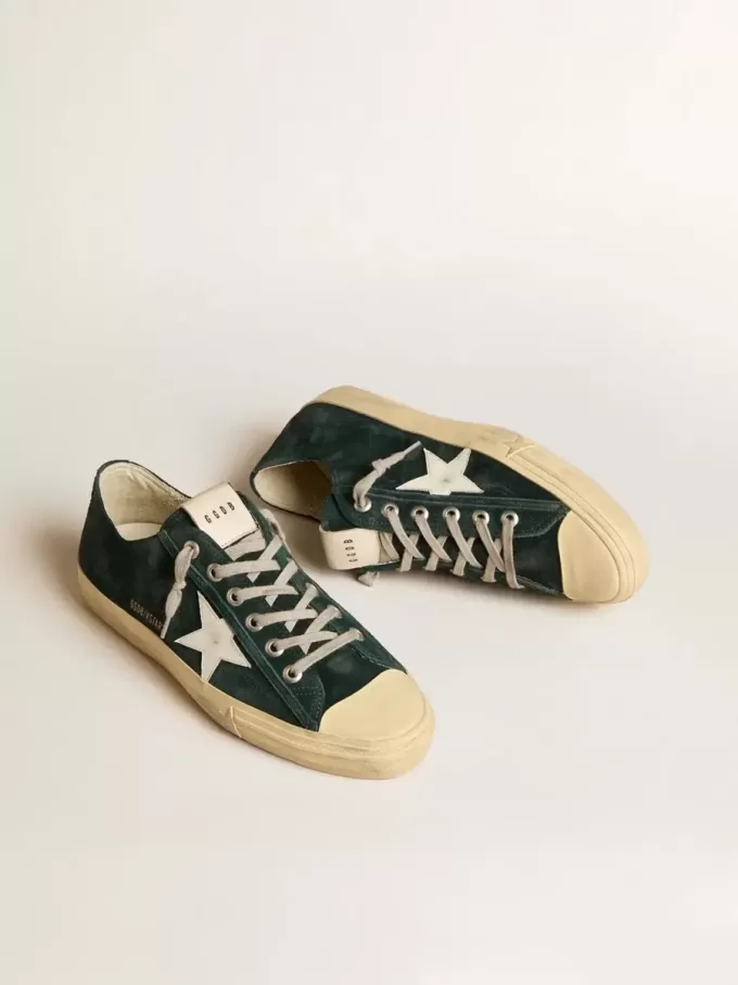 V-Star para hombre en ante verde bosque con estrella de cuero blanco V-Star para hombre en ante verde bosque con estrella de cuero blanco