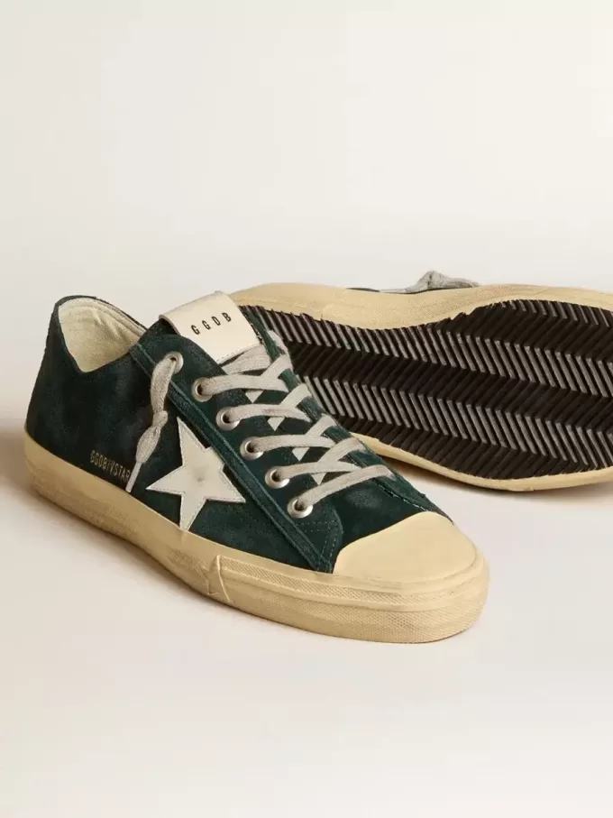 V-Star para hombre en ante verde bosque con estrella de cuero blanco V-Star para hombre en ante verde bosque con estrella de cuero blanco