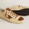 V-Star para hombre en lona color crema con estrella de cuero color tabaco V-Star para hombre en lona color crema con estrella de cuero color tabaco