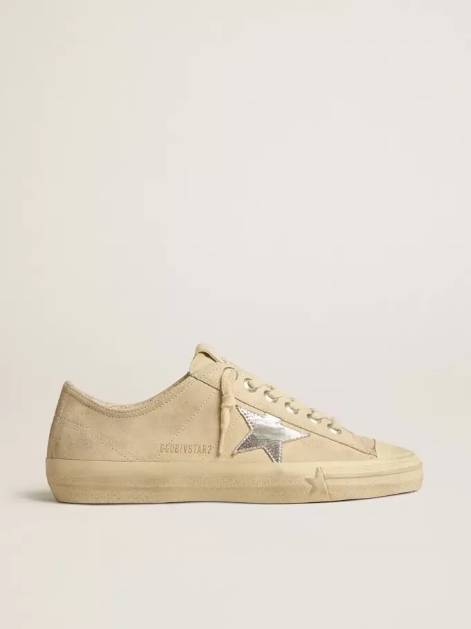 V-Star para mujer en ante perlado con estrella de piel metalizada plateada. V-Star para mujer en ante perlado con estrella de piel metalizada plateada.
