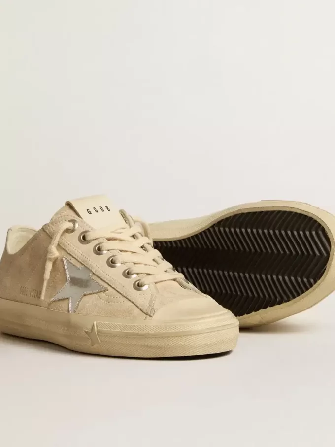 V-Star para mujer en ante perlado con estrella de piel metalizada plateada. V-Star para mujer en ante perlado con estrella de piel metalizada plateada.