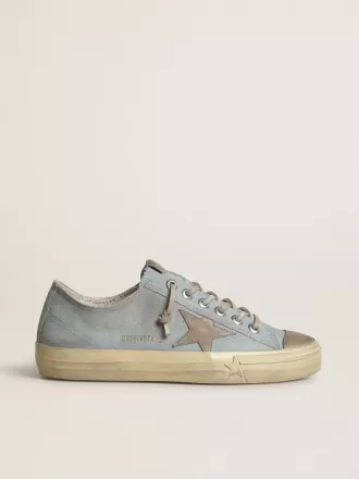 V-Star para mujer en lona azul claro con estrella de piel gris paloma