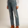 Vaqueros acampanados cropped para mujer con lavado medio Vaqueros acampanados cropped para mujer con lavado medio