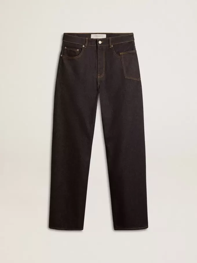 Vaqueros anchos para hombre en azul oscuro con lavado único Vaqueros anchos para hombre en azul oscuro con lavado único