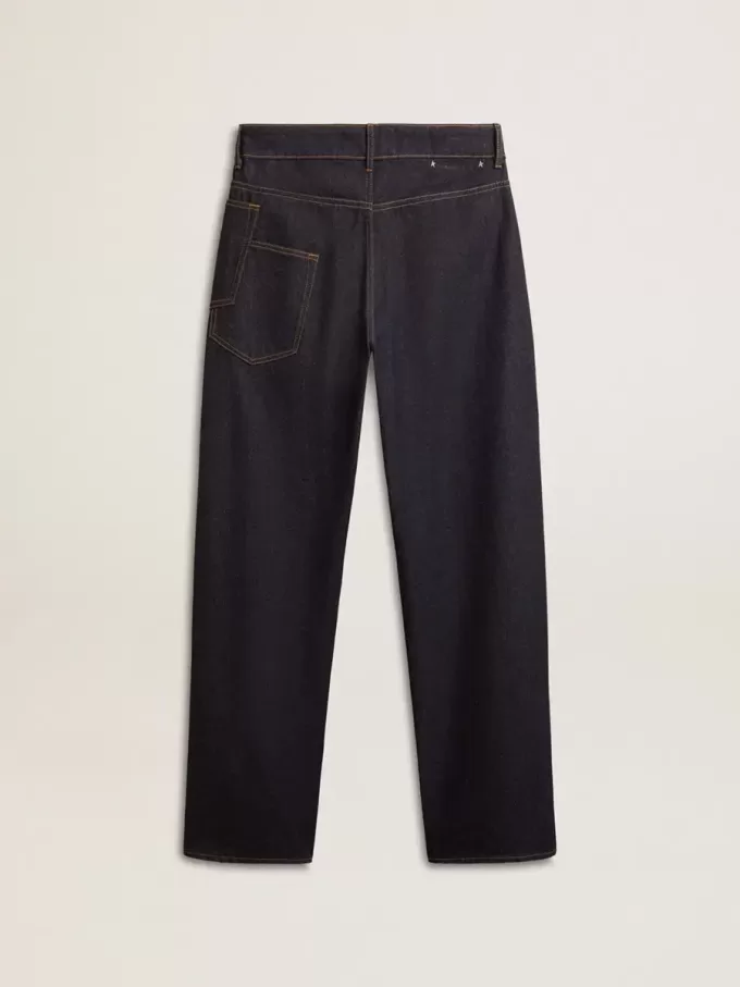 Vaqueros anchos para hombre en azul oscuro con lavado único Vaqueros anchos para hombre en azul oscuro con lavado único