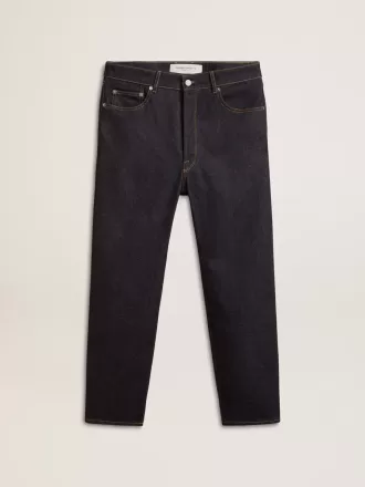 Vaqueros azul oscuro para hombre en denim de un solo lavado