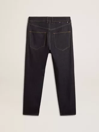 Vaqueros azul oscuro para hombre en denim de un solo lavado