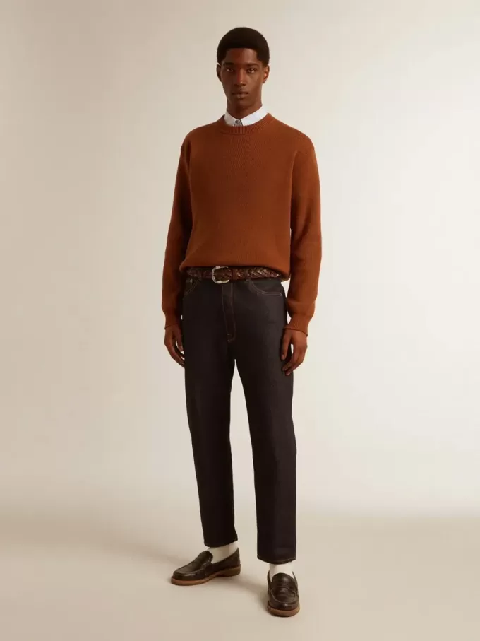 Vaqueros azul oscuro para hombre en denim de un solo lavado Vaqueros azul oscuro para hombre en denim de un solo lavado