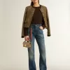 Vaqueros bootcut para mujer con lavado vintage y detalles metálicos Vaqueros bootcut para mujer con lavado vintage y detalles metálicos
