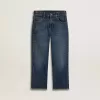 Vaqueros de denim para niño con borde sin rematar y bordados