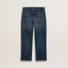 Vaqueros de denim para niño con borde sin rematar y bordados