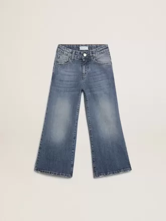Vaqueros de pierna ancha en denim azul medio Vaqueros de pierna ancha en denim azul medio