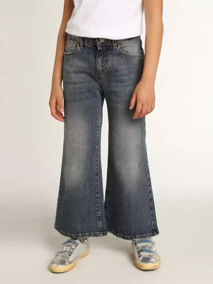 Vaqueros de pierna ancha en denim azul medio Vaqueros de pierna ancha en denim azul medio